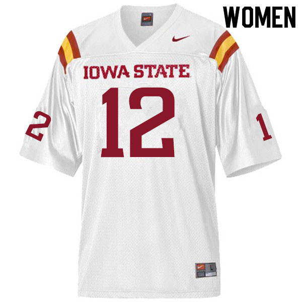 Women #12 Greg Eisworth II Iowa State Cyclones College Football Jerseys Sale-White